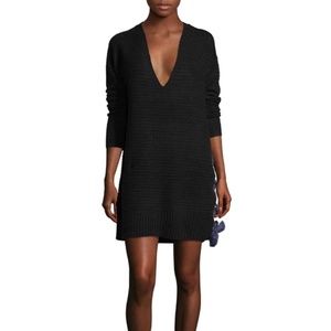Free People Heart It Lace Up Black Sweater